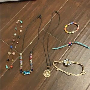 Necklaces and bracelets from all around the world.
